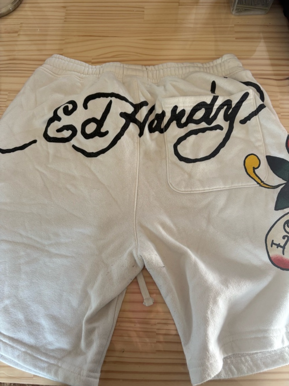 Ed Hardy White Graphic Tattoo-Style Lounge Shorts